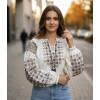 Вишиванка молочна з коричневим орнаментом